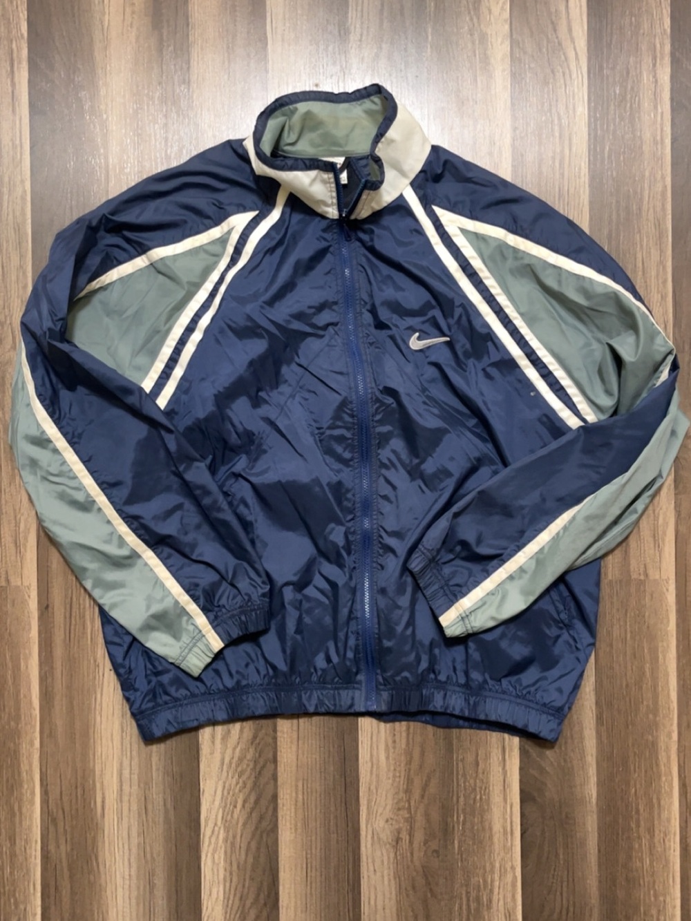 Vintage 90s NIKE Full Zip Windbreaker Jacket Mens XL Blue Coat